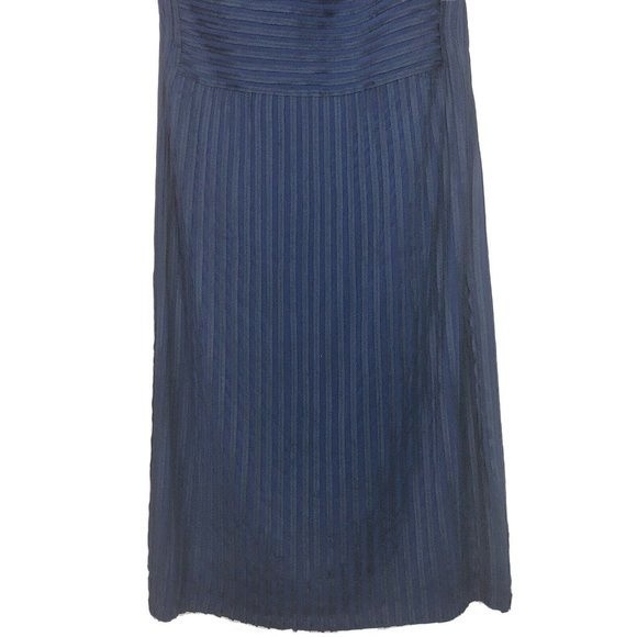 Adolfo Dominguez Designer Formal Midi Dress 6 One Shoulder Pintuck Navy Blue - Picture 6 of 14